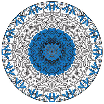 圓形藍(lán)色花紋圖案