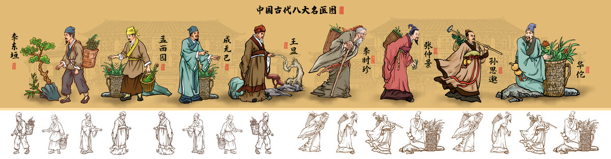 手繪古代名醫(yī)插畫
