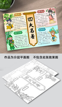 四大名著手抄報(bào)線稿圖