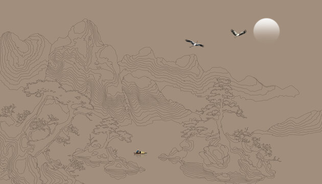 線條山水畫