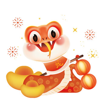 蛇新年歡喜過新年吉祥物素材