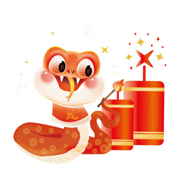 蛇新年放鞭炮素材
