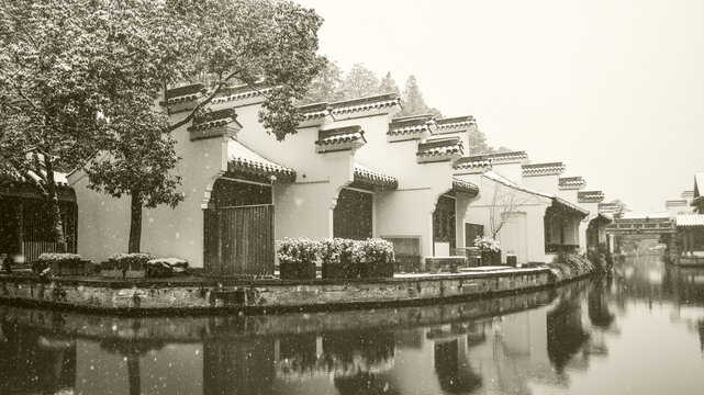 古建筑黑白照