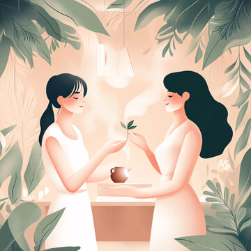 扁平風(fēng)閨蜜女孩