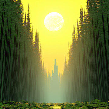 月夜竹林背景