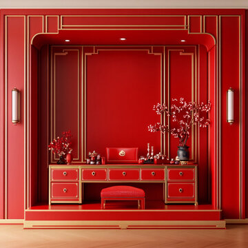 紅色新中式場(chǎng)景