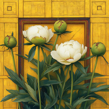 中式芍藥花卉油畫(huà)