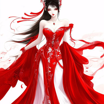 紅衣少女設(shè)計(jì)古風(fēng)