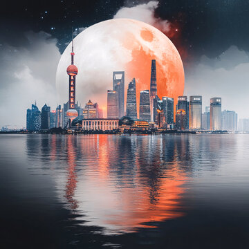 陸家嘴圓月夜景