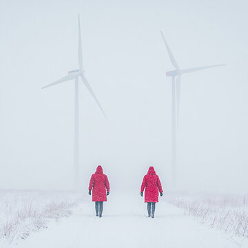 風(fēng)雪中行走的人們
