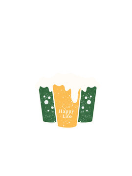 三杯啤酒插畫