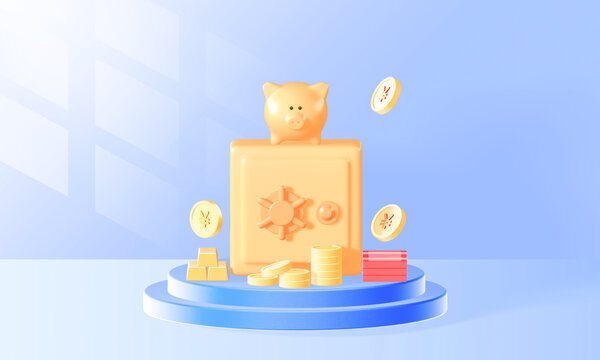 3D金融理財保險箱金幣