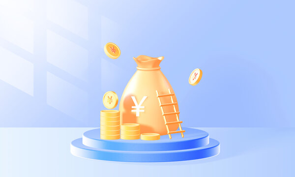3D金融理財(cái)錢袋金幣