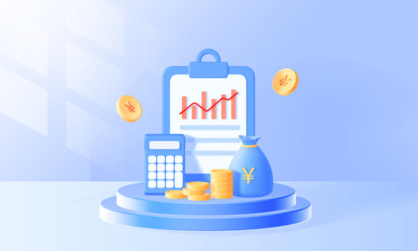 3D金融理財(cái)數(shù)據(jù)分析插畫