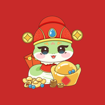 蛇年大吉新年海報(bào)喜慶蛇插畫