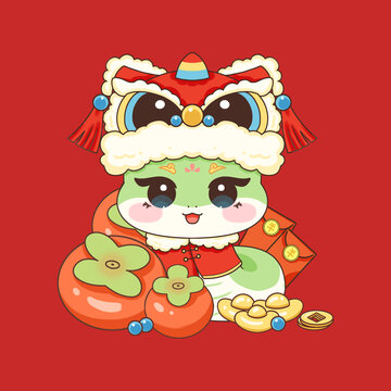 蛇年大吉新年海報喜慶蛇插畫