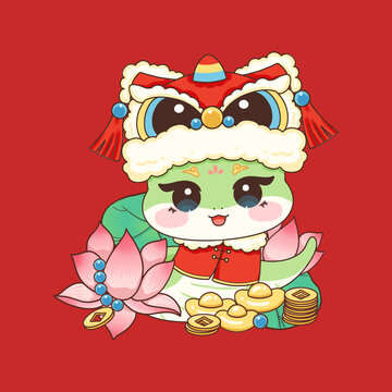 蛇年大吉新年海報喜慶插畫