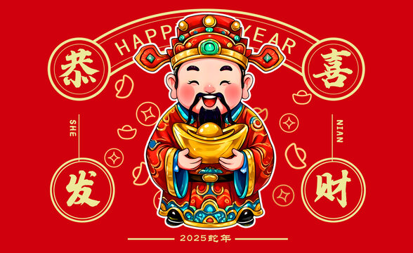 國潮卡通財神爺