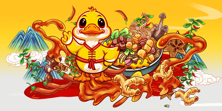 鴨血粉絲插畫