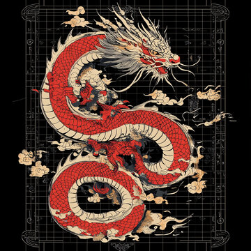 龍國(guó)潮印花圖案