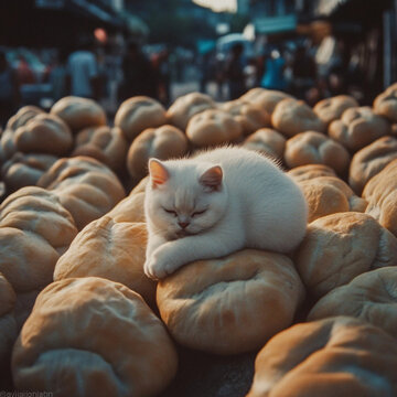 蜷縮的貓咪