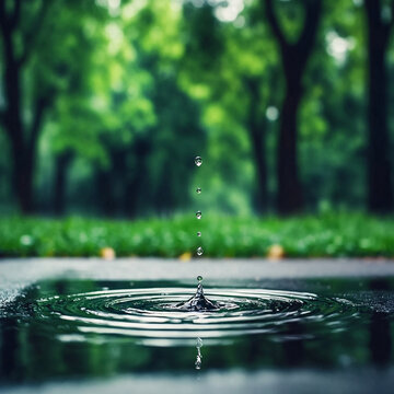 公園雨中水面