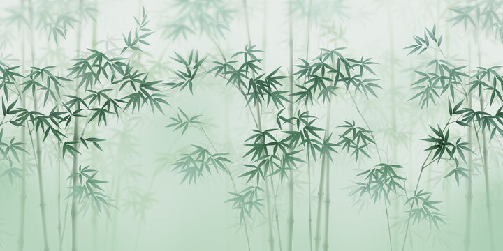 翠綠竹子背景墻