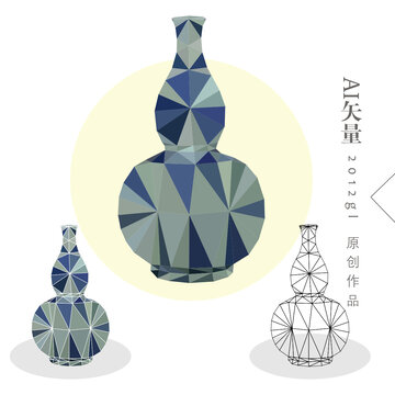 低多邊抽象葫蘆花瓶