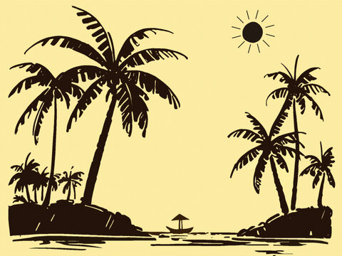 熱帶度假旅行矢量插畫風(fēng)景