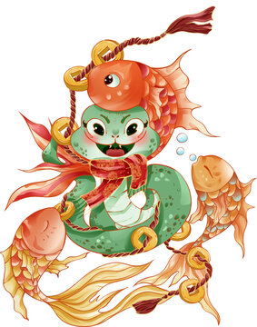 2025蛇年新年插畫元素