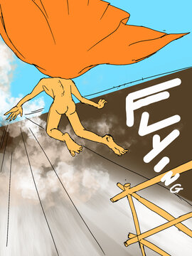 插畫飛翔的人