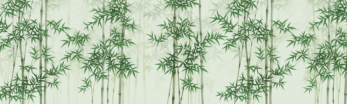新中式巨型竹子畫背景墻