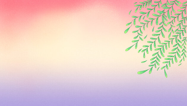 原創(chuàng)柳葉插畫高清分層文件