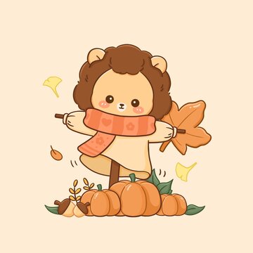 秋日稻草人小獅子
