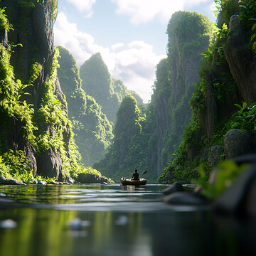 江中小舟素材