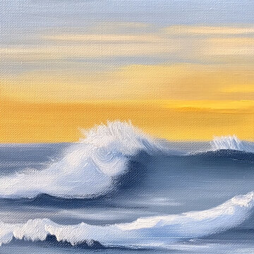 海浪無框畫