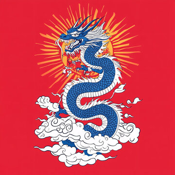龍國潮印花圖案