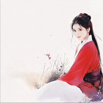 紅衣少女設(shè)計古風