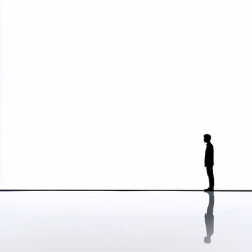 在極簡空間里的人