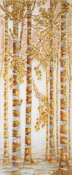 樹林藝術(shù)玻璃隔斷畫