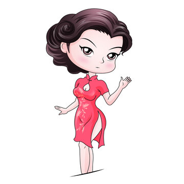 旗袍女孩卡通