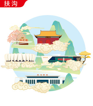 周口扶溝縣地標建筑矢量文創(chuàng)設(shè)計