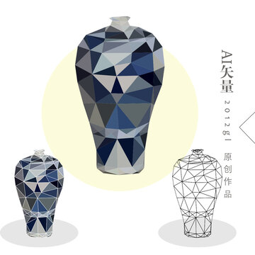 抽象花瓶低多邊插畫