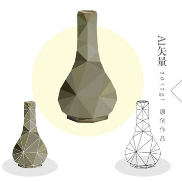 幾何多邊形花瓶插畫
