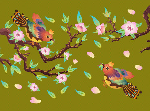 原創(chuàng)兩只飛鳥矢量插畫