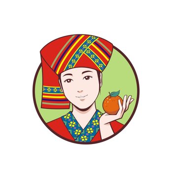卡通廣西壯族美女頭像矢量圖