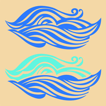 海浪曲線插畫