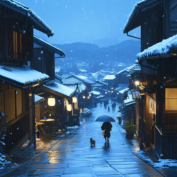 飄雪的古鎮(zhèn)