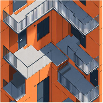 色塊底紋建筑