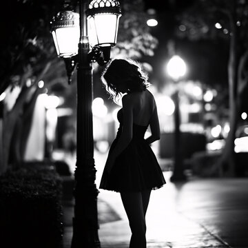 街燈下的女孩